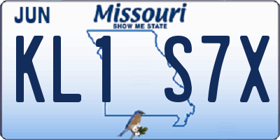 MO license plate KL1S7X