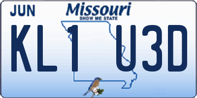 MO license plate KL1U3D