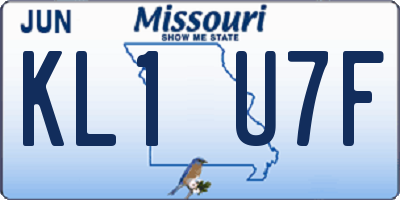 MO license plate KL1U7F