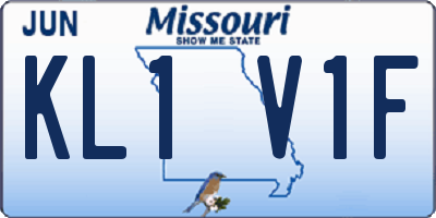 MO license plate KL1V1F