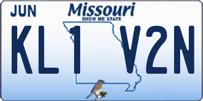 MO license plate KL1V2N