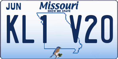 MO license plate KL1V2O