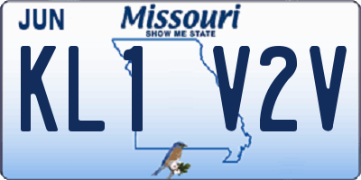 MO license plate KL1V2V