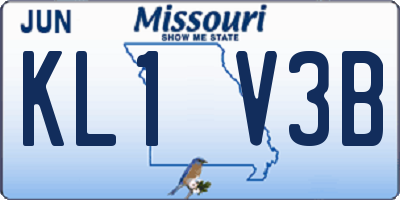 MO license plate KL1V3B