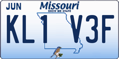 MO license plate KL1V3F