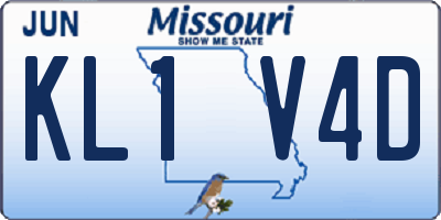 MO license plate KL1V4D