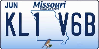 MO license plate KL1V6B