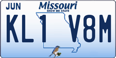 MO license plate KL1V8M
