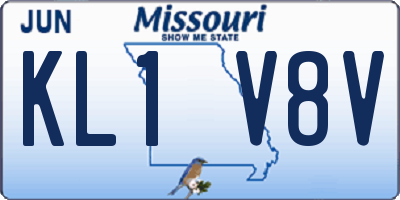 MO license plate KL1V8V