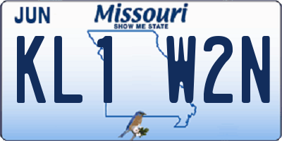 MO license plate KL1W2N