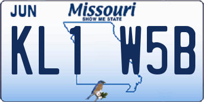 MO license plate KL1W5B