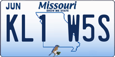 MO license plate KL1W5S