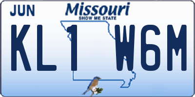 MO license plate KL1W6M