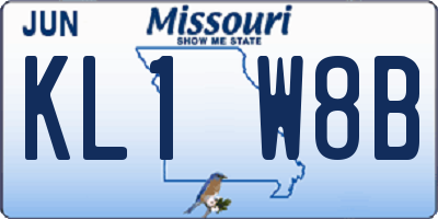 MO license plate KL1W8B