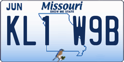 MO license plate KL1W9B