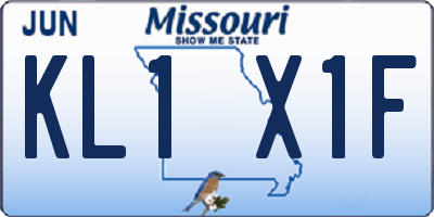 MO license plate KL1X1F