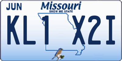 MO license plate KL1X2I