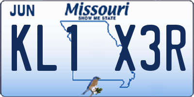 MO license plate KL1X3R