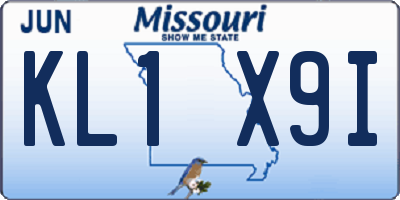 MO license plate KL1X9I
