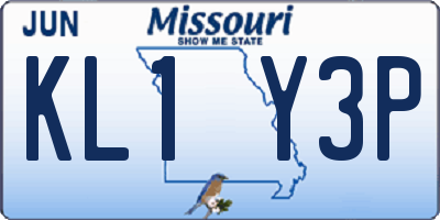 MO license plate KL1Y3P
