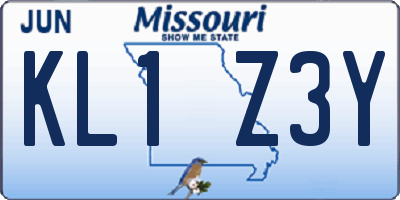 MO license plate KL1Z3Y