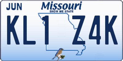 MO license plate KL1Z4K