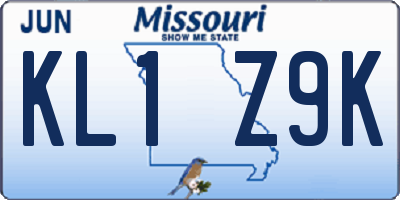MO license plate KL1Z9K