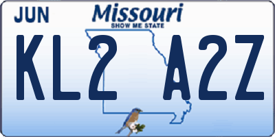 MO license plate KL2A2Z