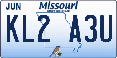 MO license plate KL2A3U