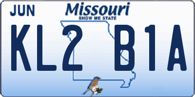 MO license plate KL2B1A