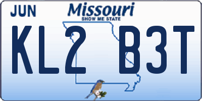 MO license plate KL2B3T