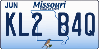MO license plate KL2B4Q