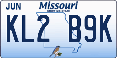 MO license plate KL2B9K