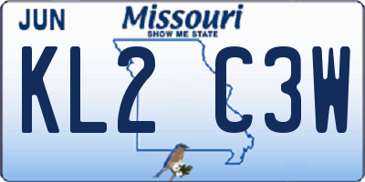 MO license plate KL2C3W