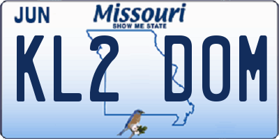 MO license plate KL2D0M