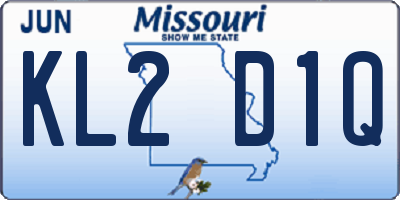 MO license plate KL2D1Q