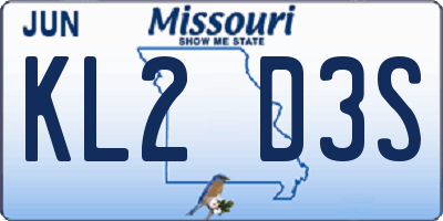 MO license plate KL2D3S