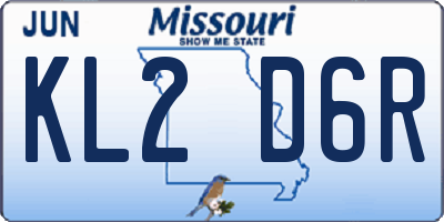 MO license plate KL2D6R