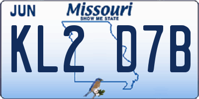 MO license plate KL2D7B