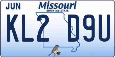 MO license plate KL2D9U