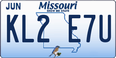 MO license plate KL2E7U
