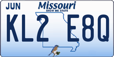 MO license plate KL2E8Q