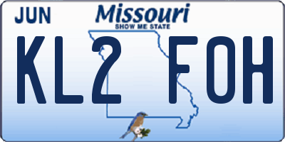 MO license plate KL2F0H