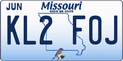 MO license plate KL2F0J