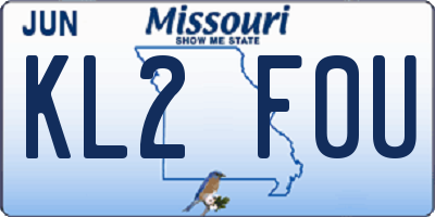 MO license plate KL2F0U