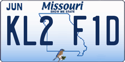 MO license plate KL2F1D