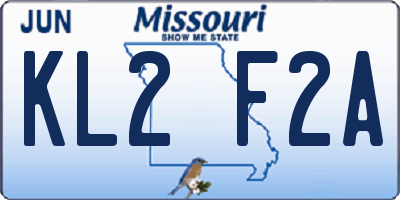 MO license plate KL2F2A