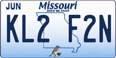 MO license plate KL2F2N