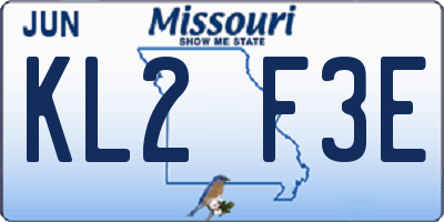MO license plate KL2F3E