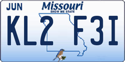 MO license plate KL2F3I